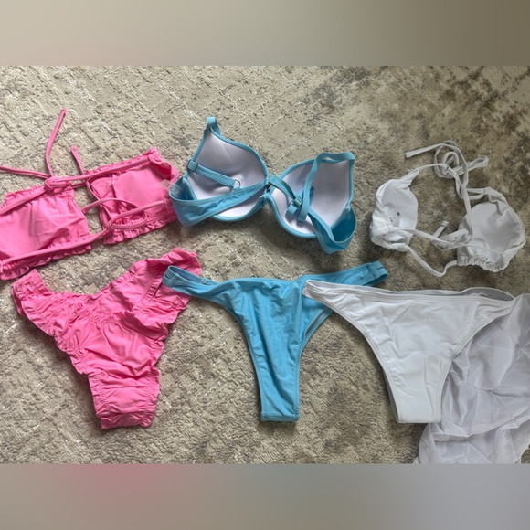 Bundle 3 sz L SHEIN bikini white, pink, blue. Sarong included NWOT - Picture 6 of 6